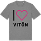 Mid Heather Gray t-shirt med Jag älskar Vitön t-shirt stort tryck