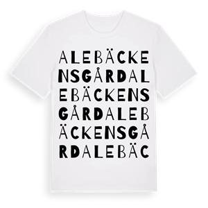 Alebäckens gård ordlek t-shirt – ekologisk bomull t-shirt från Pinshirt