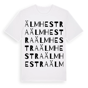 Älmhestra ordlek t-shirt – ekologisk bomull t-shirt från Pinshirt