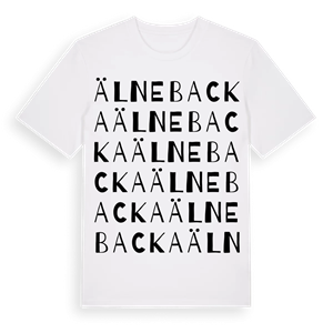 Älnebacka ordlek t-shirt – ekologisk bomull t-shirt från Pinshirt