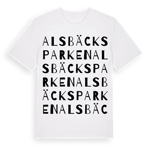 Alsbäcksparken ordlek t-shirt – ekologisk bomull t-shirt från Pinshirt