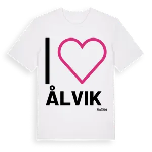 Jag älskar Ålvik t-shirt stort tryck – ekologisk bomull t-shirt från Pinshirt