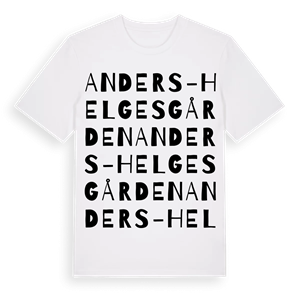 Anders-Helgesgården ordlek t-shirt – ekologisk bomull t-shirt från Pinshirt