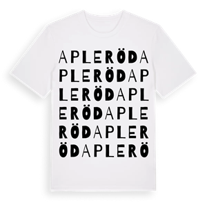 Apleröd ordlek t-shirt – ekologisk bomull t-shirt från Pinshirt