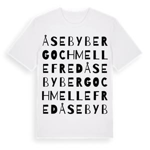 Åsebyberg och Mellefred ordlek t-shirt – ekologisk bomull t-shirt från Pinshirt