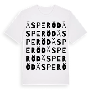 Äsperöd ordlek t-shirt – ekologisk bomull t-shirt från Pinshirt