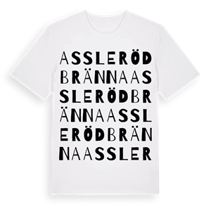 Assleröd bränna ordlek t-shirt – ekologisk bomull t-shirt från Pinshirt
