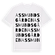White t-shirt med Assmundsgården ordlek t-shirt