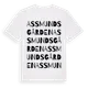 White t-shirt med Assmundsgården ordlek t-shirt