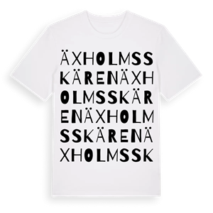 Äxholmsskären ordlek t-shirt – ekologisk bomull t-shirt från Pinshirt