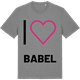 Mid Heather Gray t-shirt med Jag älskar Babel t-shirt stort tryck