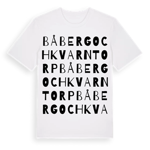 Båberg och Kvarntorp ordlek t-shirt – ekologisk bomull t-shirt från Pinshirt