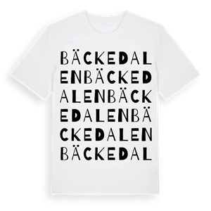 Bäckedalen ordlek t-shirt – ekologisk bomull t-shirt från Pinshirt