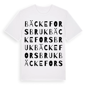 Bäckefors bruk ordlek t-shirt – ekologisk bomull t-shirt från Pinshirt