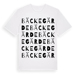 Bäckegärde ordlek t-shirt – ekologisk bomull t-shirt från Pinshirt