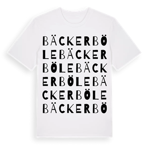 Bäckerböle ordlek t-shirt – ekologisk bomull t-shirt från Pinshirt