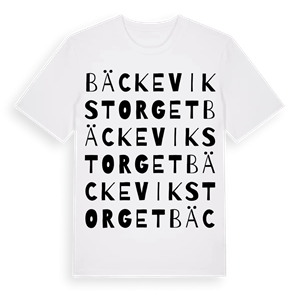 Bäckevikstorget ordlek t-shirt – ekologisk bomull t-shirt från Pinshirt