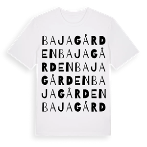 Bajagården ordlek t-shirt – ekologisk bomull t-shirt från Pinshirt