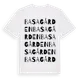 White t-shirt med Basagården ordlek t-shirt