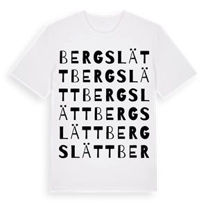 Bergslätt ordlek t-shirt – ekologisk bomull t-shirt från Pinshirt