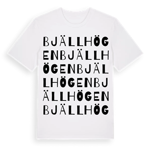 Bjällhögen ordlek t-shirt – ekologisk bomull t-shirt från Pinshirt
