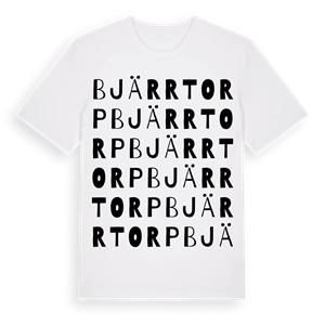 Bjärrtorp ordlek t-shirt – ekologisk bomull t-shirt från Pinshirt