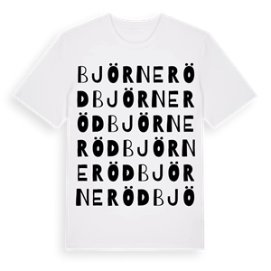 Björneröd ordlek t-shirt – ekologisk bomull t-shirt från Pinshirt