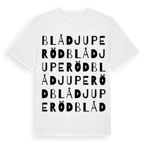 Blådjuperöd ordlek t-shirt – ekologisk bomull t-shirt från Pinshirt