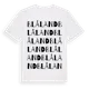 White t-shirt med Blåland ordlek t-shirt