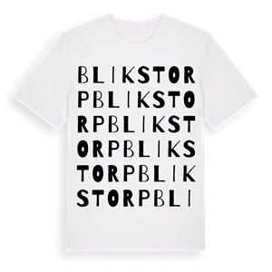Blikstorp ordlek t-shirt – ekologisk bomull t-shirt från Pinshirt