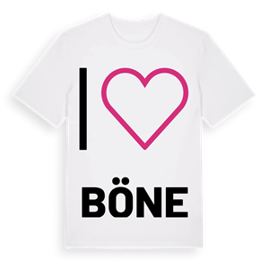 Jag älskar Böne t-shirt stort tryck – ekologisk bomull t-shirt från Pinshirt