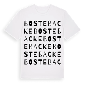 Bostebacke ordlek t-shirt – ekologisk bomull t-shirt från Pinshirt
