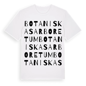 Botaniskas arboretum ordlek t-shirt – ekologisk bomull t-shirt från Pinshirt