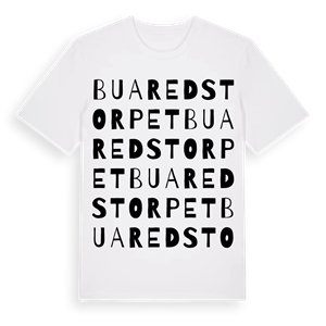 Buaredstorpet ordlek t-shirt – ekologisk bomull t-shirt från Pinshirt