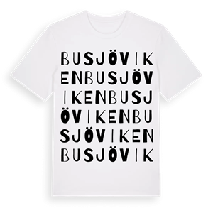 Busjöviken ordlek t-shirt – ekologisk bomull t-shirt från Pinshirt
