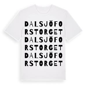 Dalsjöforstorget ordlek t-shirt – ekologisk bomull t-shirt från Pinshirt