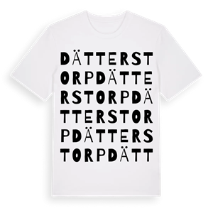 Dätterstorp ordlek t-shirt – ekologisk bomull t-shirt från Pinshirt