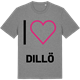 Mid Heather Gray t-shirt med Jag älskar Dillö t-shirt stort tryck