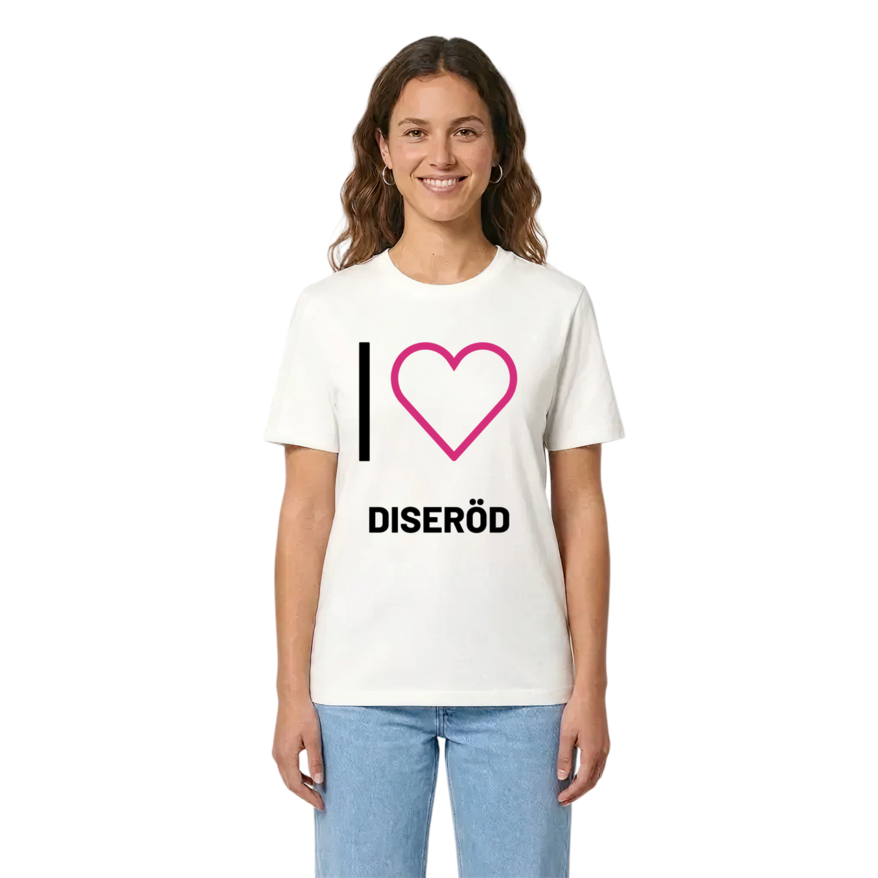 Jag älskar Diseröd t-shirt stort tryck i miljö