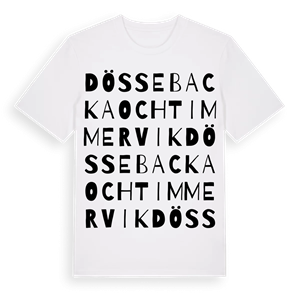 Dössebacka och Timmervik ordlek t-shirt – ekologisk bomull t-shirt från Pinshirt