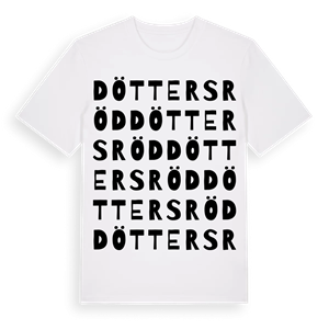 Döttersröd ordlek t-shirt – ekologisk bomull t-shirt från Pinshirt