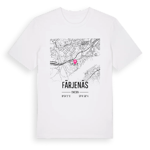Färjenäs karta t-shirt – ekologisk bomull t-shirt från Pinshirt
