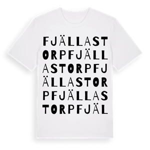 Fjällastorp ordlek t-shirt – ekologisk bomull t-shirt från Pinshirt