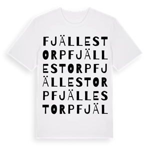 Fjällestorp ordlek t-shirt – ekologisk bomull t-shirt från Pinshirt