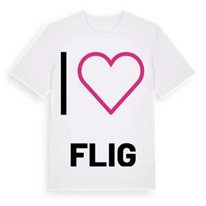 Jag älskar Flig t-shirt stort tryck – ekologisk bomull t-shirt från Pinshirt