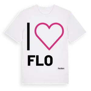 Jag älskar Flo t-shirt stort tryck – ekologisk bomull t-shirt från Pinshirt