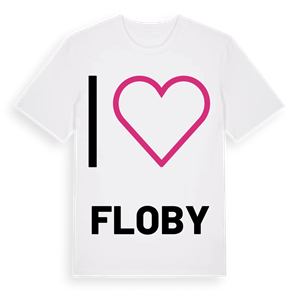 Jag älskar Floby t-shirt stort tryck – ekologisk bomull t-shirt från Pinshirt