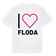 White t-shirt med Jag älskar Floda t-shirt stort tryck