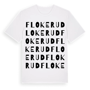 Flokerud ordlek t-shirt – ekologisk bomull t-shirt från Pinshirt