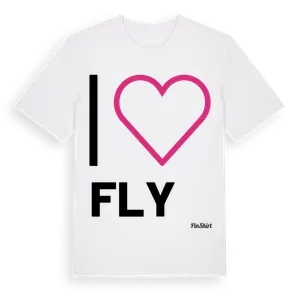 Jag älskar Fly t-shirt stort tryck – ekologisk bomull t-shirt från Pinshirt